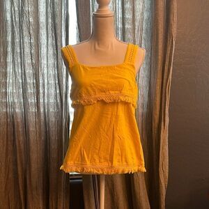 J crew yellow tank fringe bottom